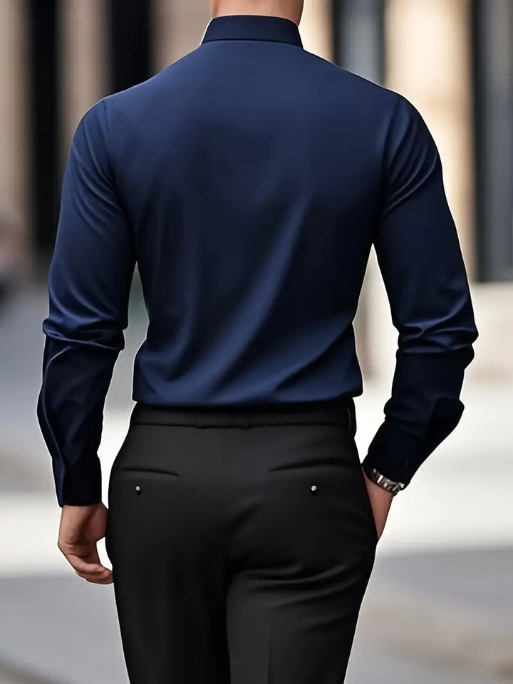 Emma | Sleek Black Button-Up Slim Fit Dress Shirt