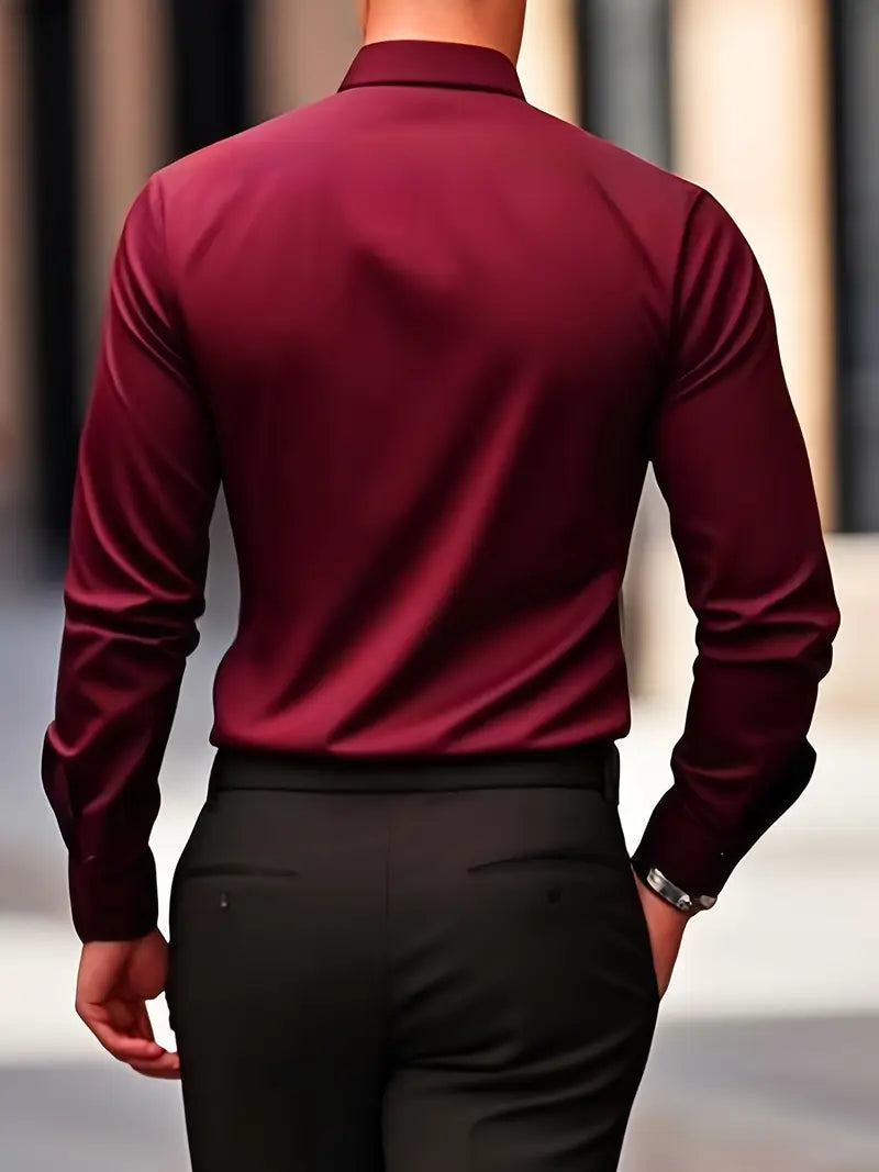 Emma | Sleek Black Button-Up Slim Fit Dress Shirt