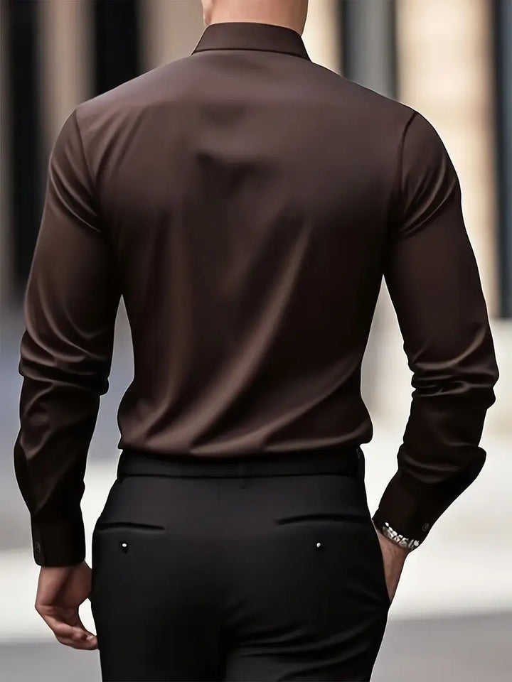 Emma | Sleek Black Button-Up Slim Fit Dress Shirt