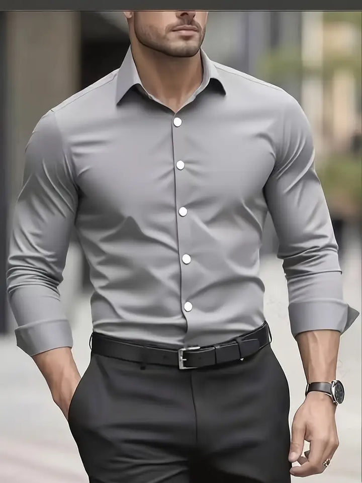 Emma | Sleek Black Button-Up Slim Fit Dress Shirt