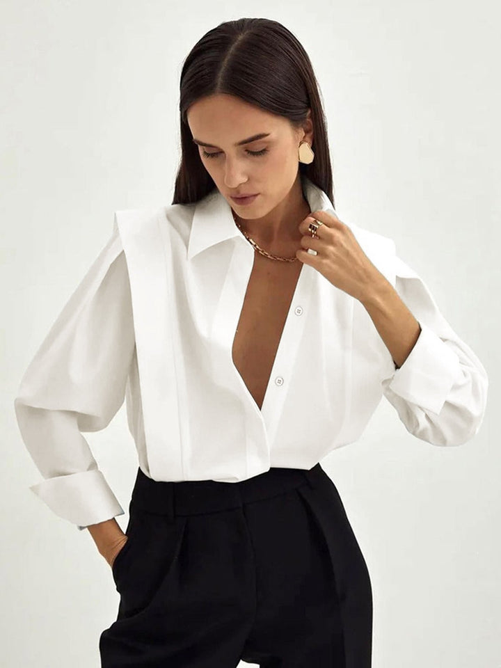 Juliet | Elegant White Cotton Button Down Shirt With Structured Silhouette