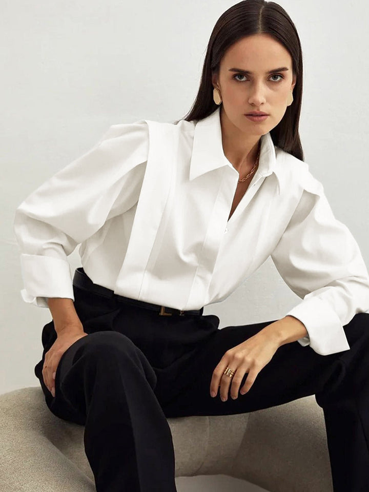 Juliet | Elegant White Cotton Button Down Shirt With Structured Silhouette