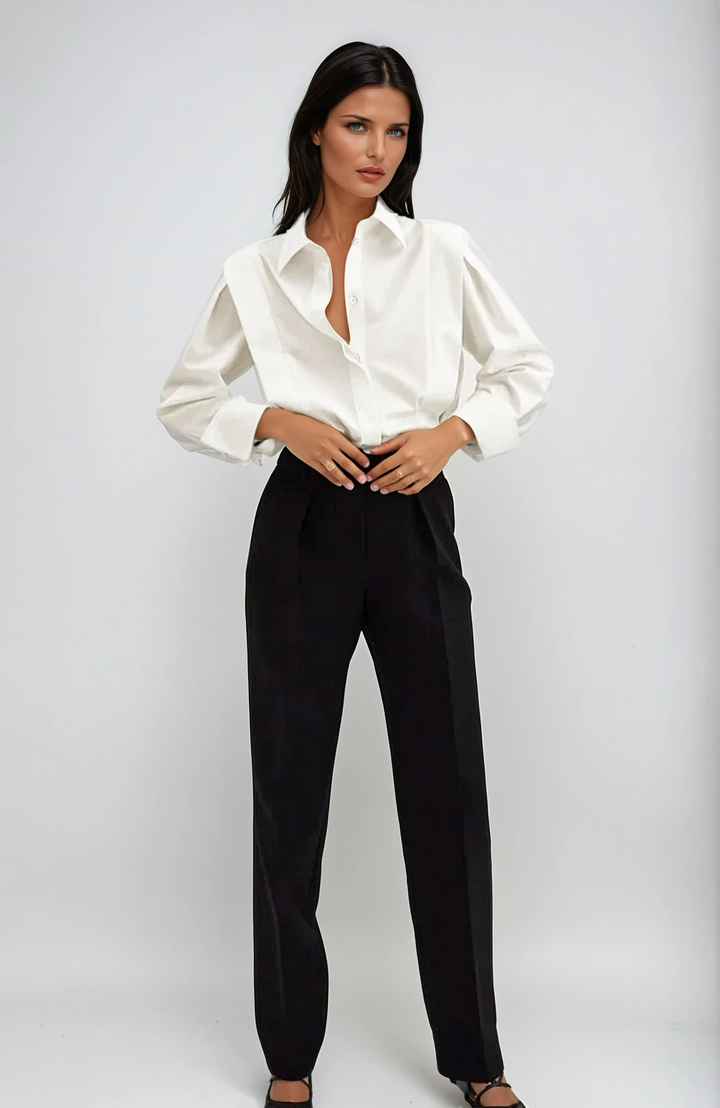 Juliet | Elegant White Cotton Button Down Shirt With Structured Silhouette