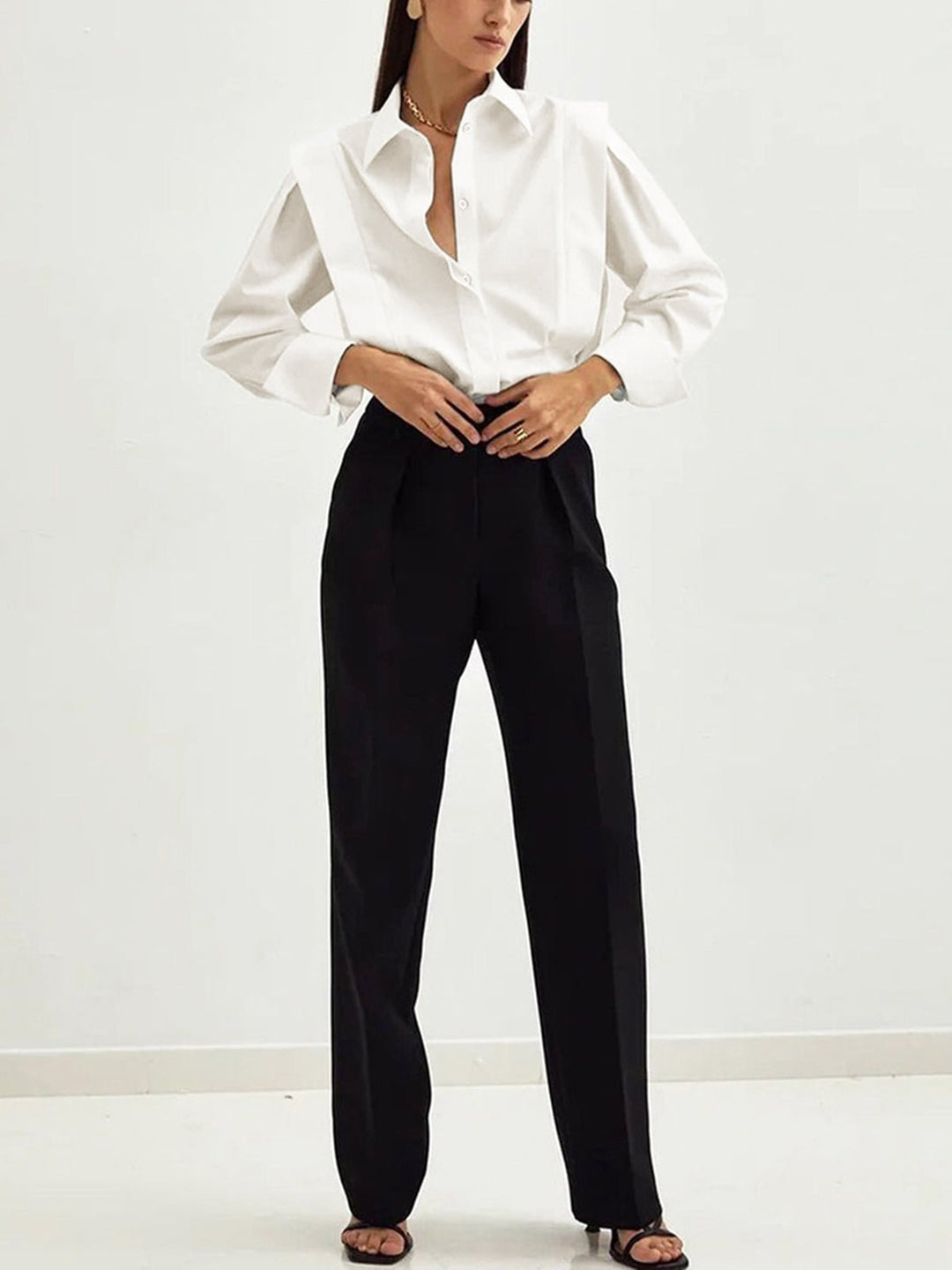 Juliet | Elegant White Cotton Button Down Shirt With Structured Silhouette