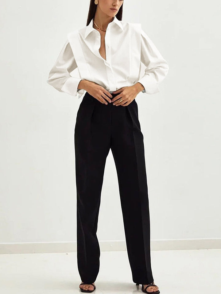 Juliet | Elegant White Cotton Button Down Shirt With Structured Silhouette