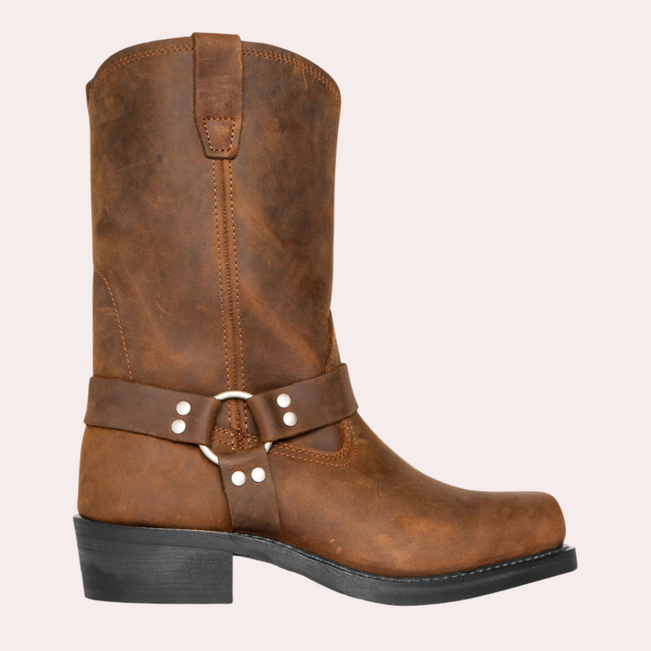 Brandon | Men’s Leather Cowboy Boots with Strap