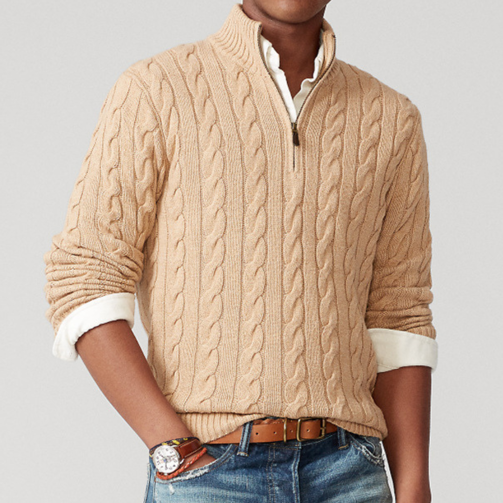 Oliver | Stylish Men's Cable Knit Half-Zip Pullover Sweater