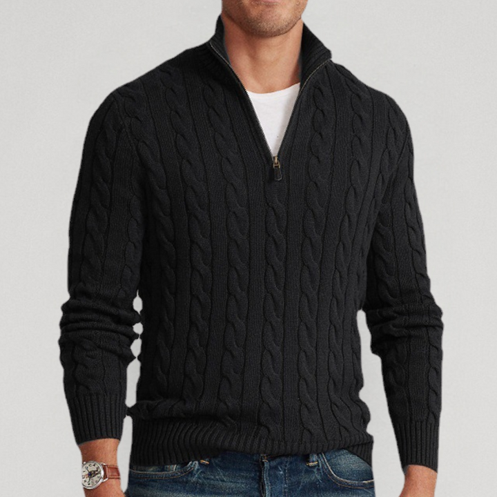 Oliver | Stylish Men's Cable Knit Half-Zip Pullover Sweater