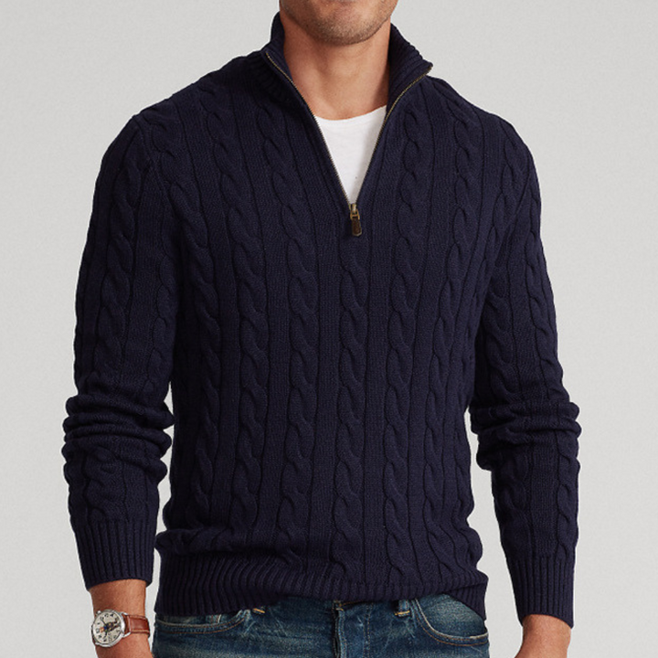 Marcus | Stylish Cable Knit Half-Zip Pullover Sweater