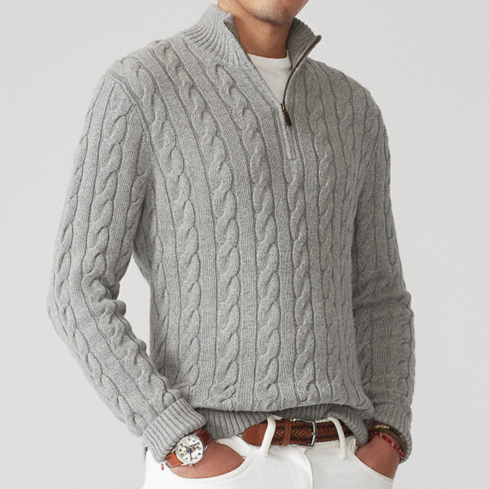 Oliver | Stylish Men's Cable Knit Half-Zip Pullover Sweater