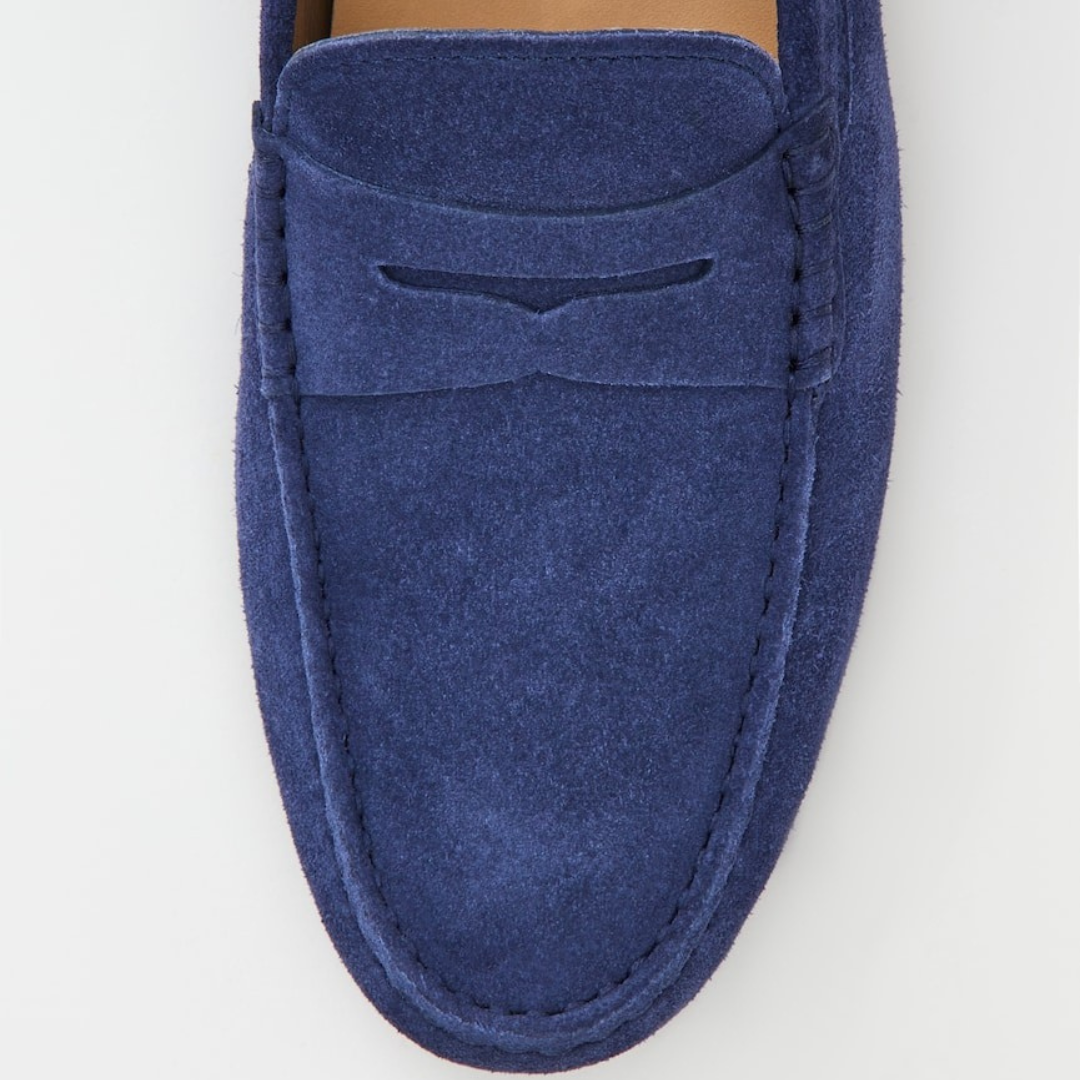 Marcus | Elegant Navy Suede Slip-On Loafers Men