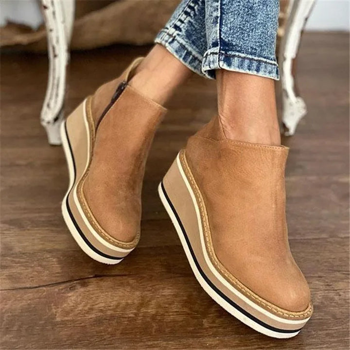 Sybil | Elegant Platform Ankle Boots With Wedge Sole