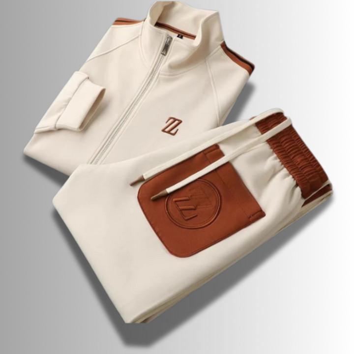 Marco | Stylish Brown Zip-Up Tracksuit For Men - Athletic Wear