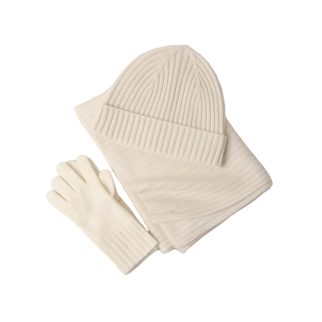 Cordelia | Elegant Cashmere Winter Accessories Set - Beanie Scarf Gloves
