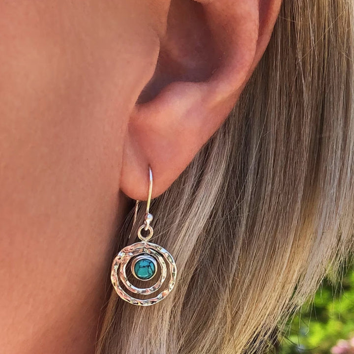 Margot | Elegant Turquoise Boho Drop Earrings With Silver Accents