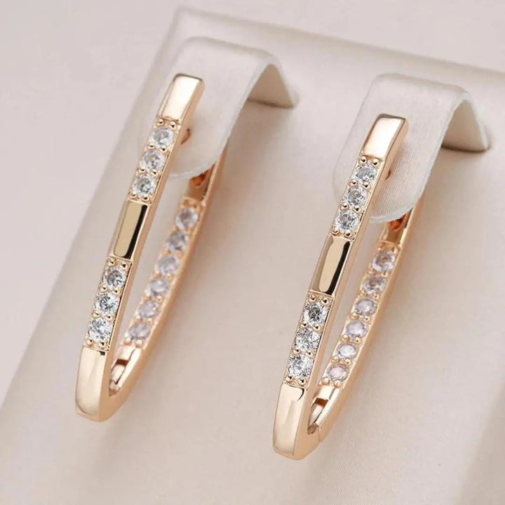 Serena | Elegant Rose Gold Hoop Earrings With Zirconia Stones