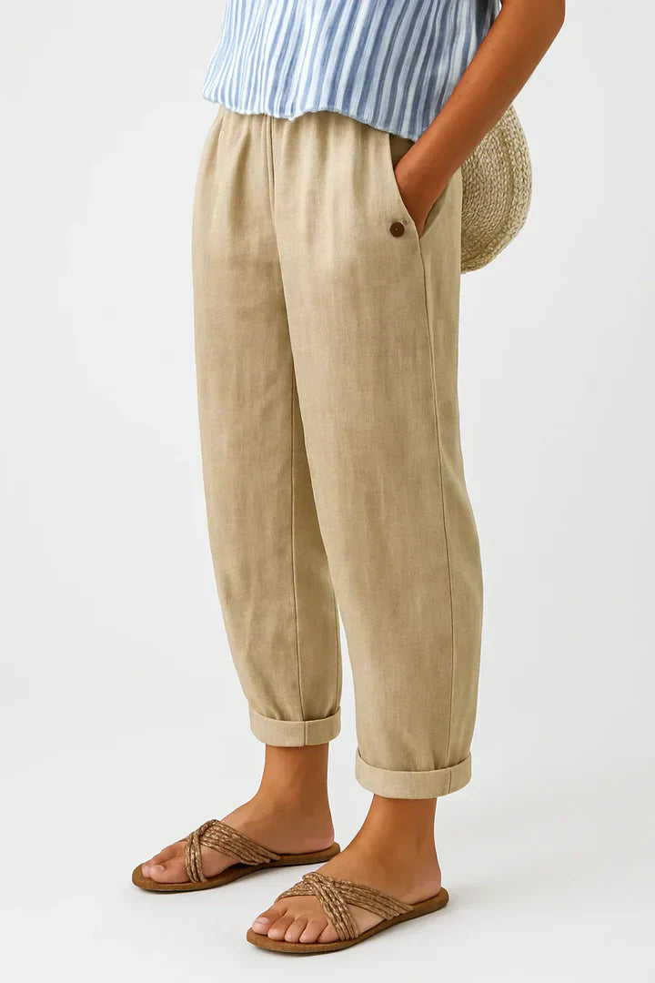 Romina | Effortless Relaxed Fit Linen-Cotton Trousers