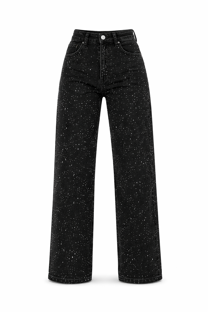 Emma | Stylish High Waisted Wide Leg Glitter Jeans