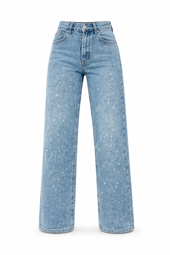 Emma | Stylish High Waisted Wide Leg Glitter Jeans