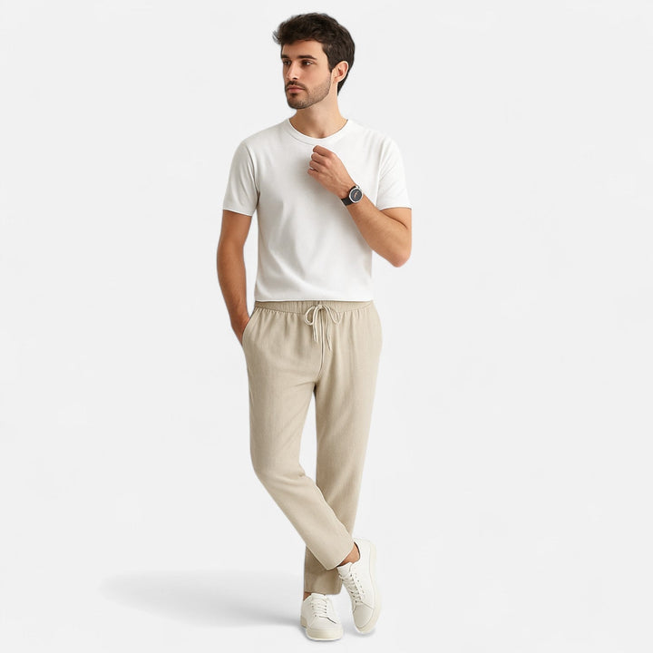 Elyse | Elegant Elastic Waist Linen Pants With Relaxed Fit