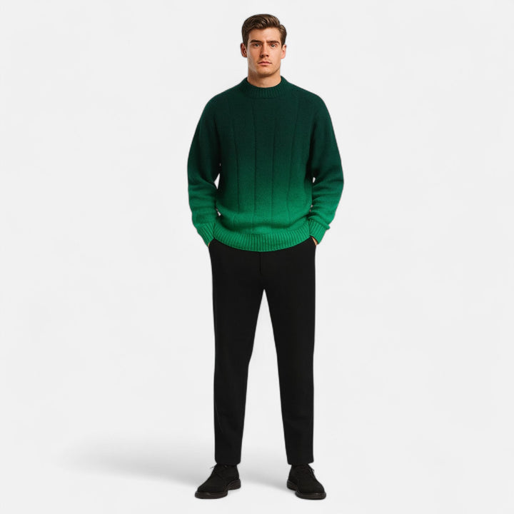 Elyse | Elegant Gradient Crew Neck Cashmere Sweater Men