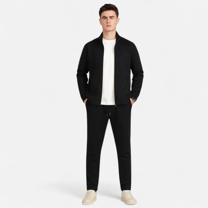 Clara | Elegant Zip-Up Black Tracksuit Set With Athletic Cut