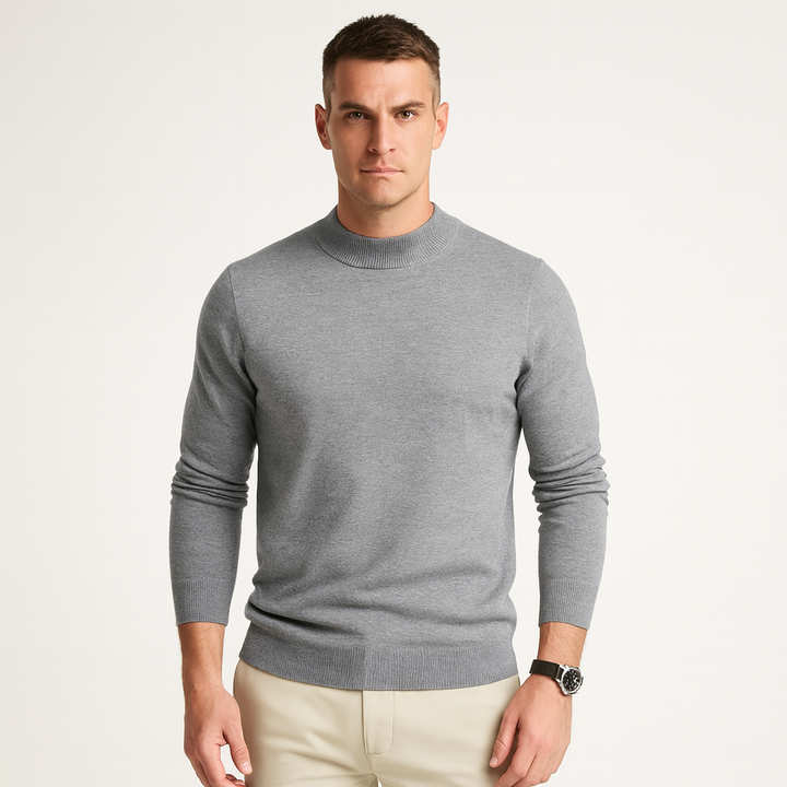 Phoebe | Elegant Men's Cream Crewneck Sweater With Ribbed Details