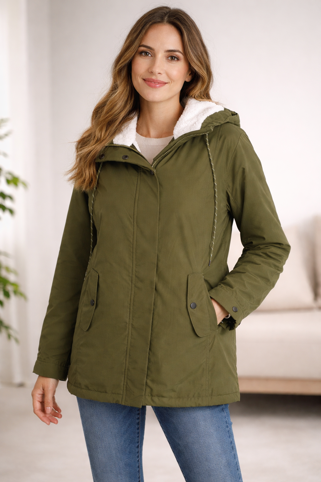 Iris | Chic Hooded Sherpa Lined Parka Jacket Women