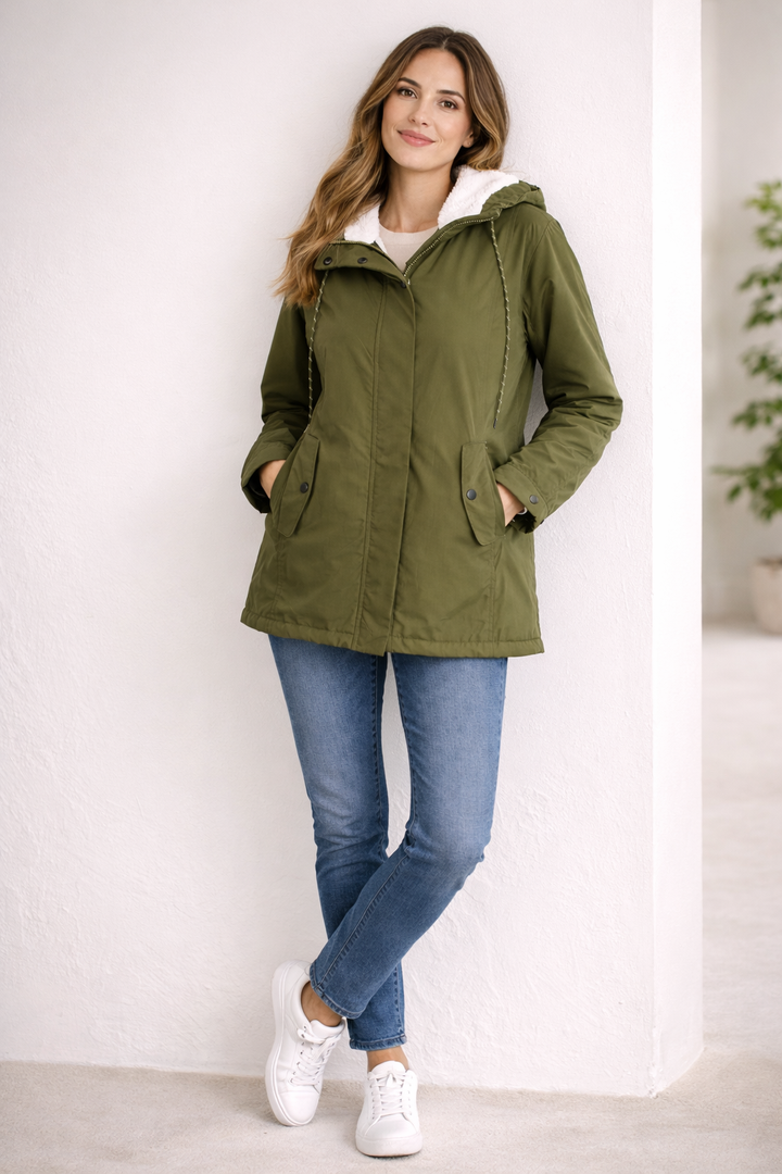 Iris | Chic Hooded Sherpa Lined Parka Jacket Women