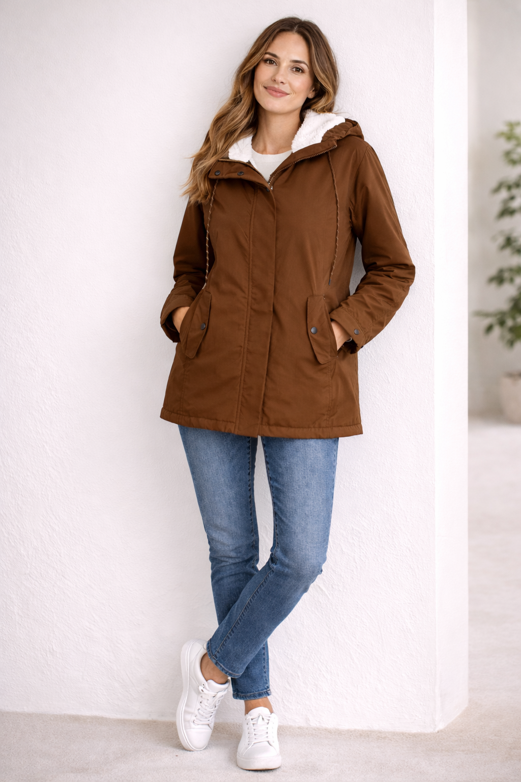 Iris | Chic Hooded Sherpa Lined Parka Jacket Women