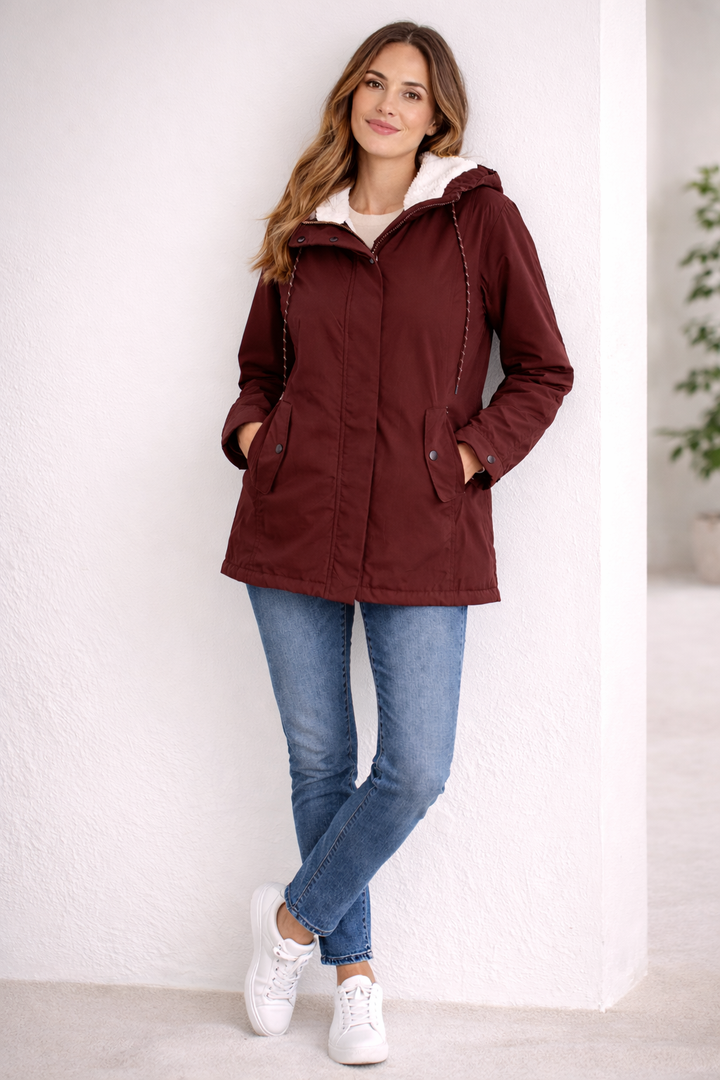 Iris | Chic Hooded Sherpa Lined Parka Jacket Women