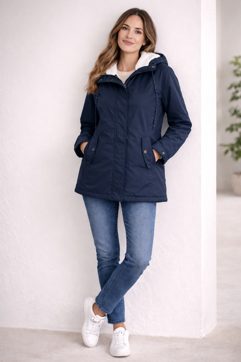 Iris | Chic Hooded Sherpa Lined Parka Jacket Women