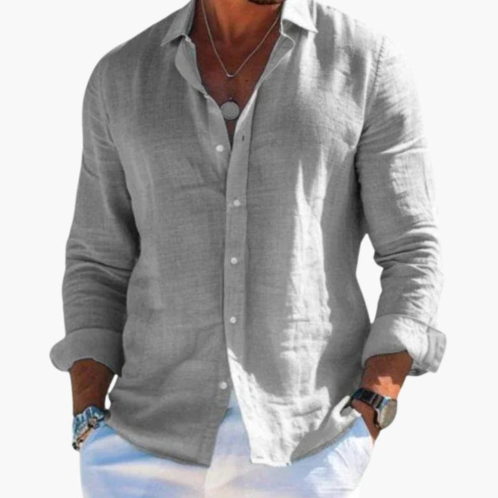 Vivienne | Elegant Classic Collar Long Sleeve Linen Shirt