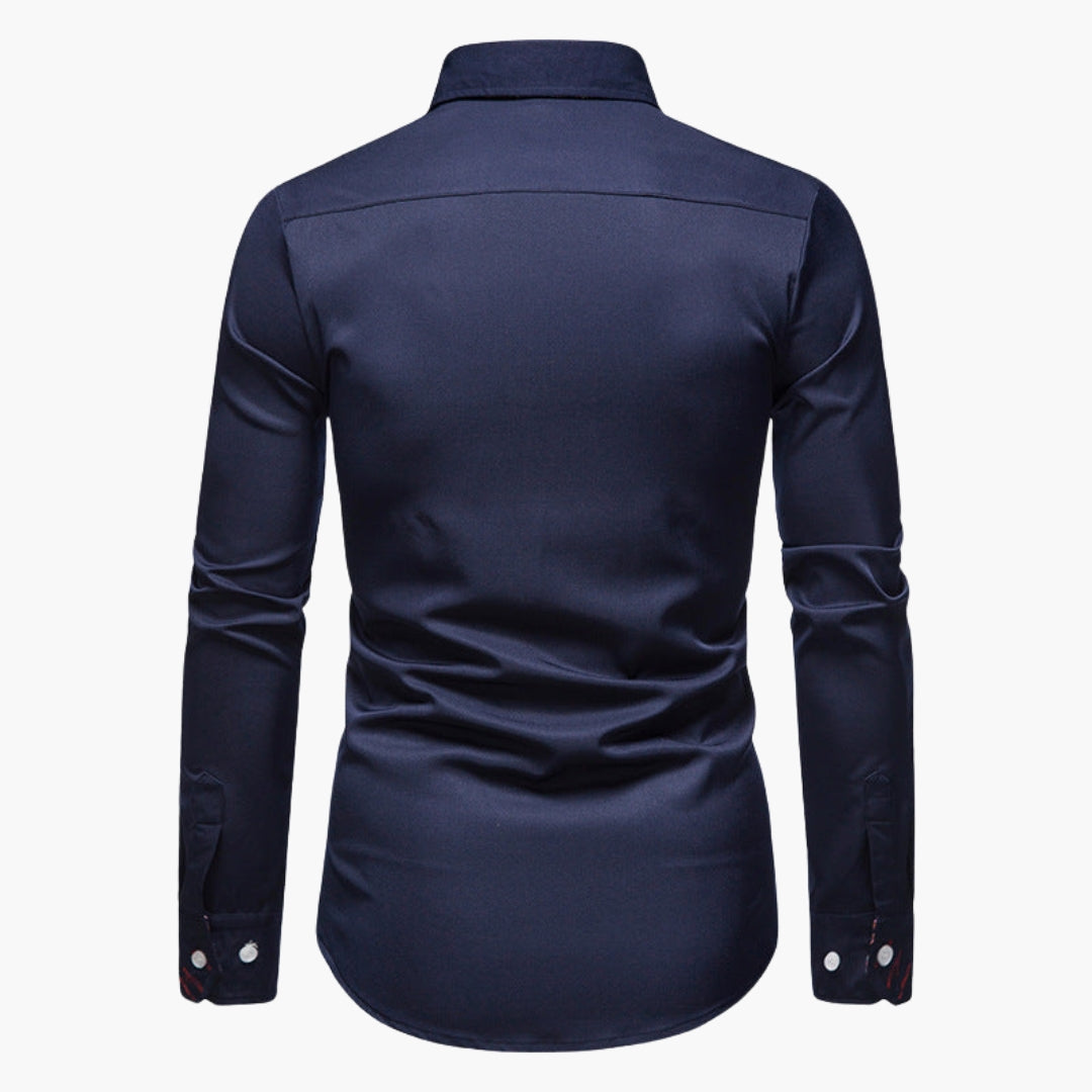 Phoebe | Elegant Men's White Dress Shirt With Paisley Contrast Trim