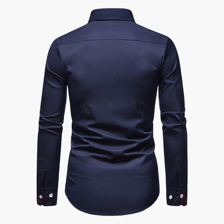 Phoebe | Elegant Men's White Dress Shirt With Paisley Contrast Trim
