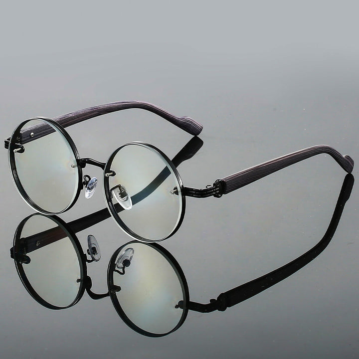 Juliette | Stylish Round Retro Sunglasses With Wood Temples