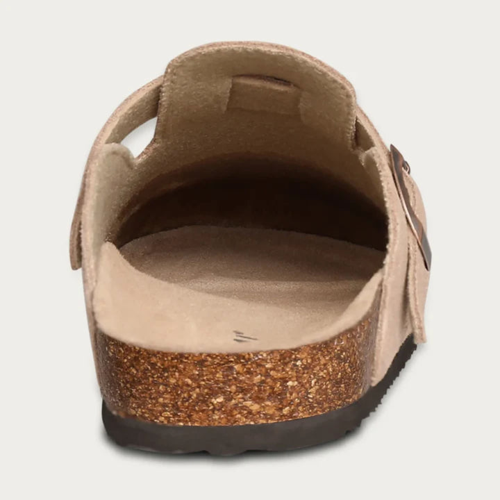 Ava | Stylish Suede Slip-On Clogs With Adjustable Buckle Detail