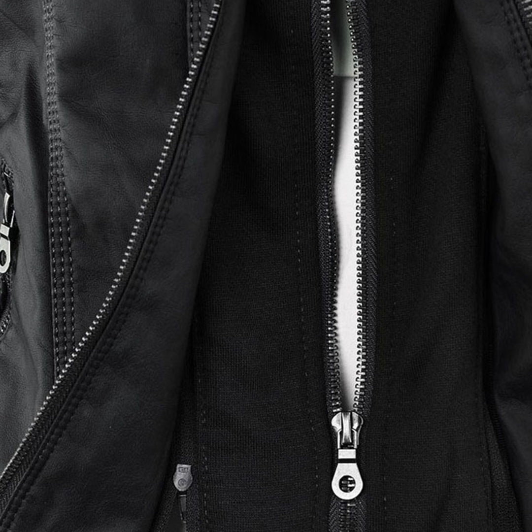 Zara | Chic Hooded Faux Leather Moto Jacket With Zip Details