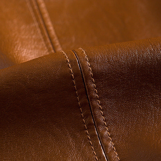 Tobias | Elegant Brown Italian Leather Blazer With Two-Button Closure