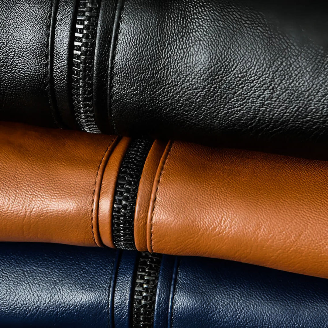 Elyse | Sleek Cognac Leather Bomber Jacket For Men