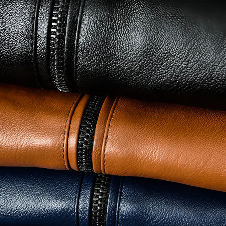 Elyse | Sleek Cognac Leather Bomber Jacket For Men