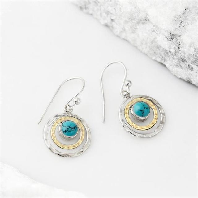 Margot | Elegant Turquoise Boho Drop Earrings With Silver Accents