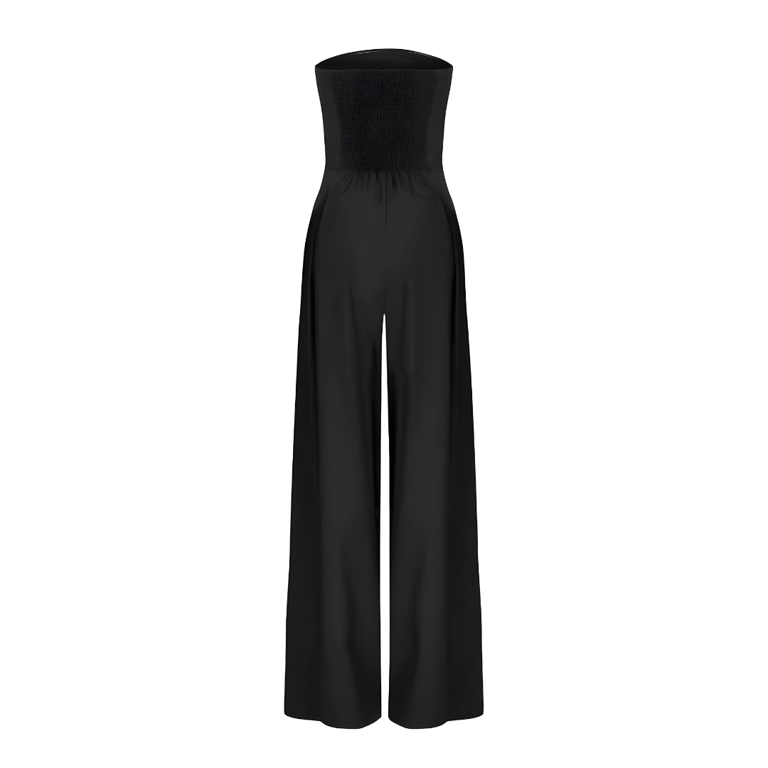 Nataly | Elegant Strapless Wide Leg Jumpsuit With Structured Bodice