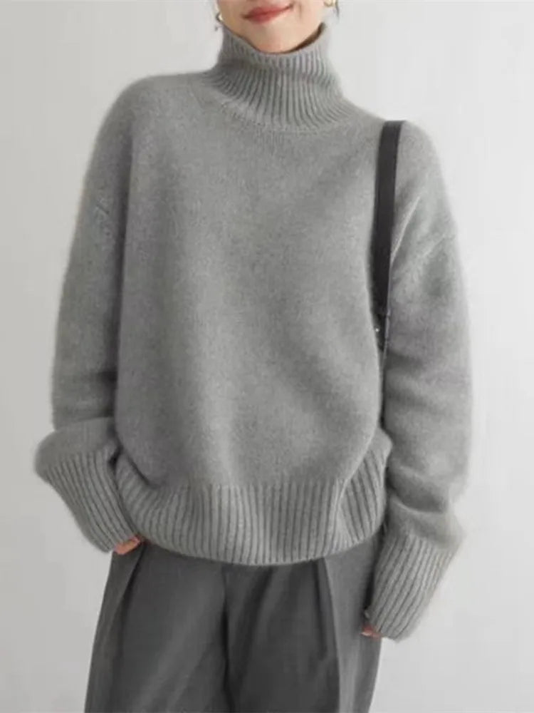 Maxine | Elegant Oversized Ribbed Turtleneck Sweater