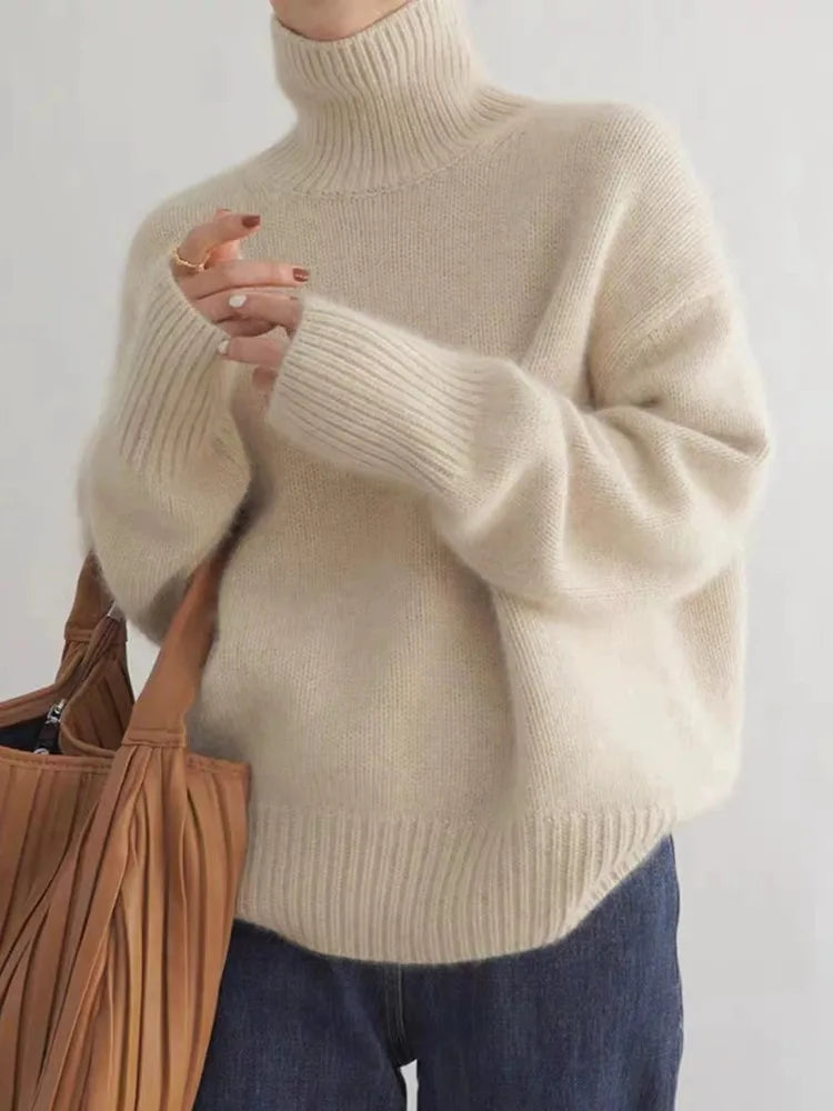 Dahlia | Elegant Oversized Turtleneck Sweater With Ribbed Cuffs