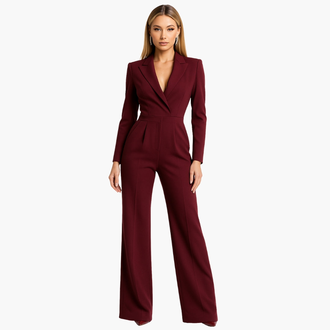 Larissa | Elegant V-Neck Wrap Jumpsuit With Wide Legs