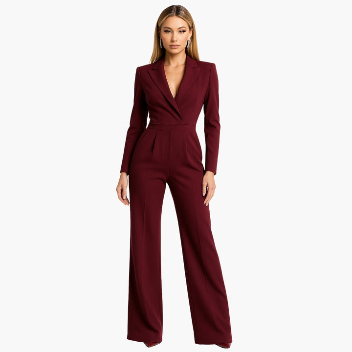 Larissa | Elegant V-Neck Wrap Jumpsuit With Wide Legs