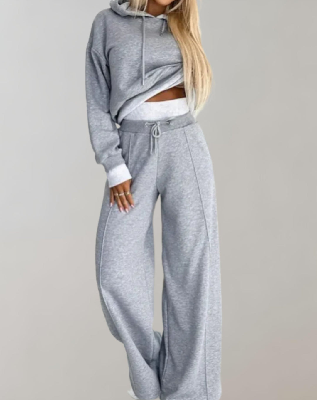 Margot | Chic Cropped Hoodie And Wide Leg Tracksuit Set