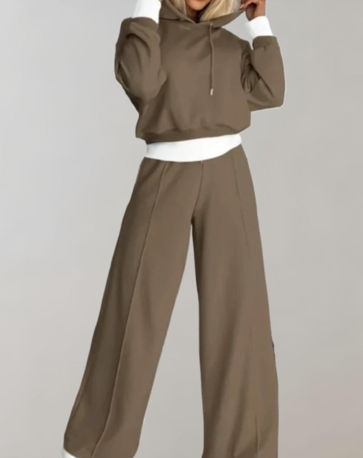 Margot | Chic Cropped Hoodie And Wide Leg Tracksuit Set