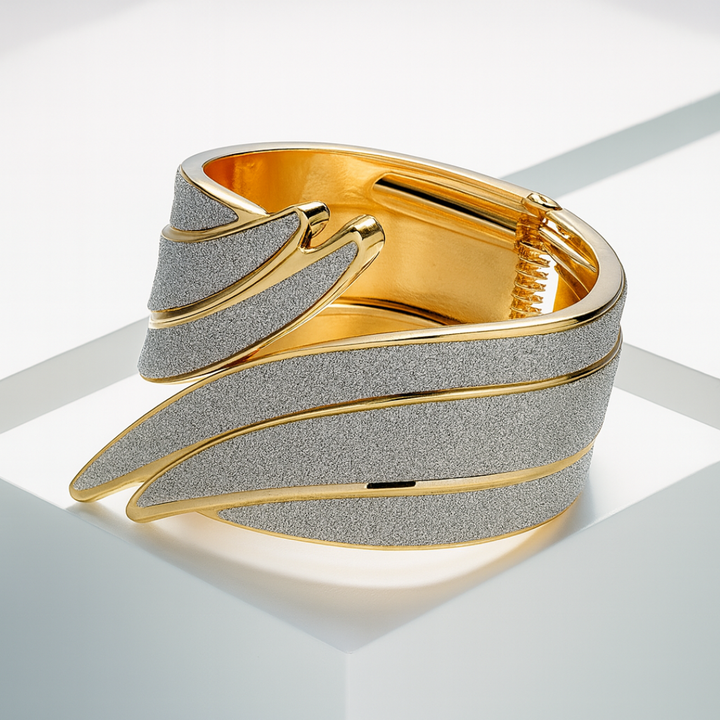 Esther | Chic Sculpted Wide Cuff Bracelet With Shimmer Panels